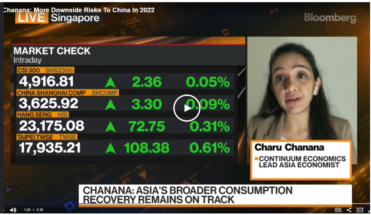 Continuum Economics on Bloomberg TV (and Radio) discussing EM Asia Outlook